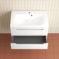 Style Line Тумба под раковину Остин 80 подвесная белая матовая – фотография-8